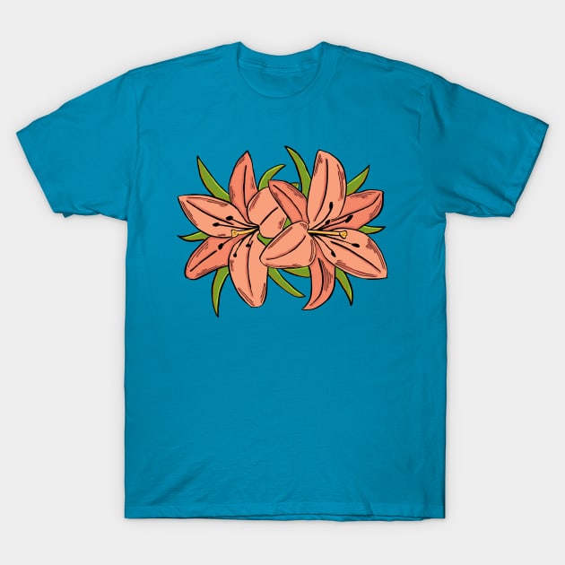 Orange Flowers T-Shirt by Katherine Montalto